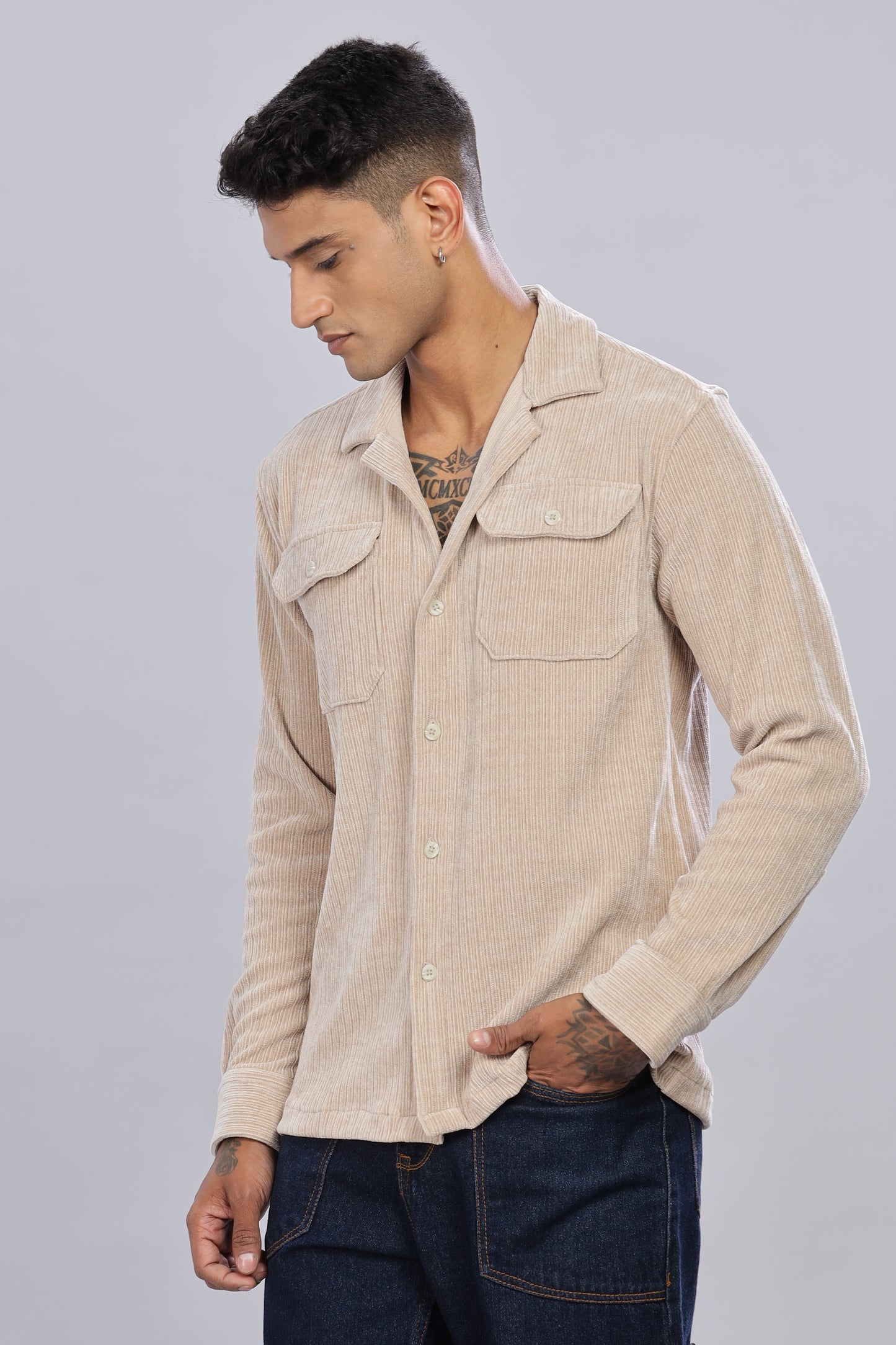 Cream Corduroy Shacket