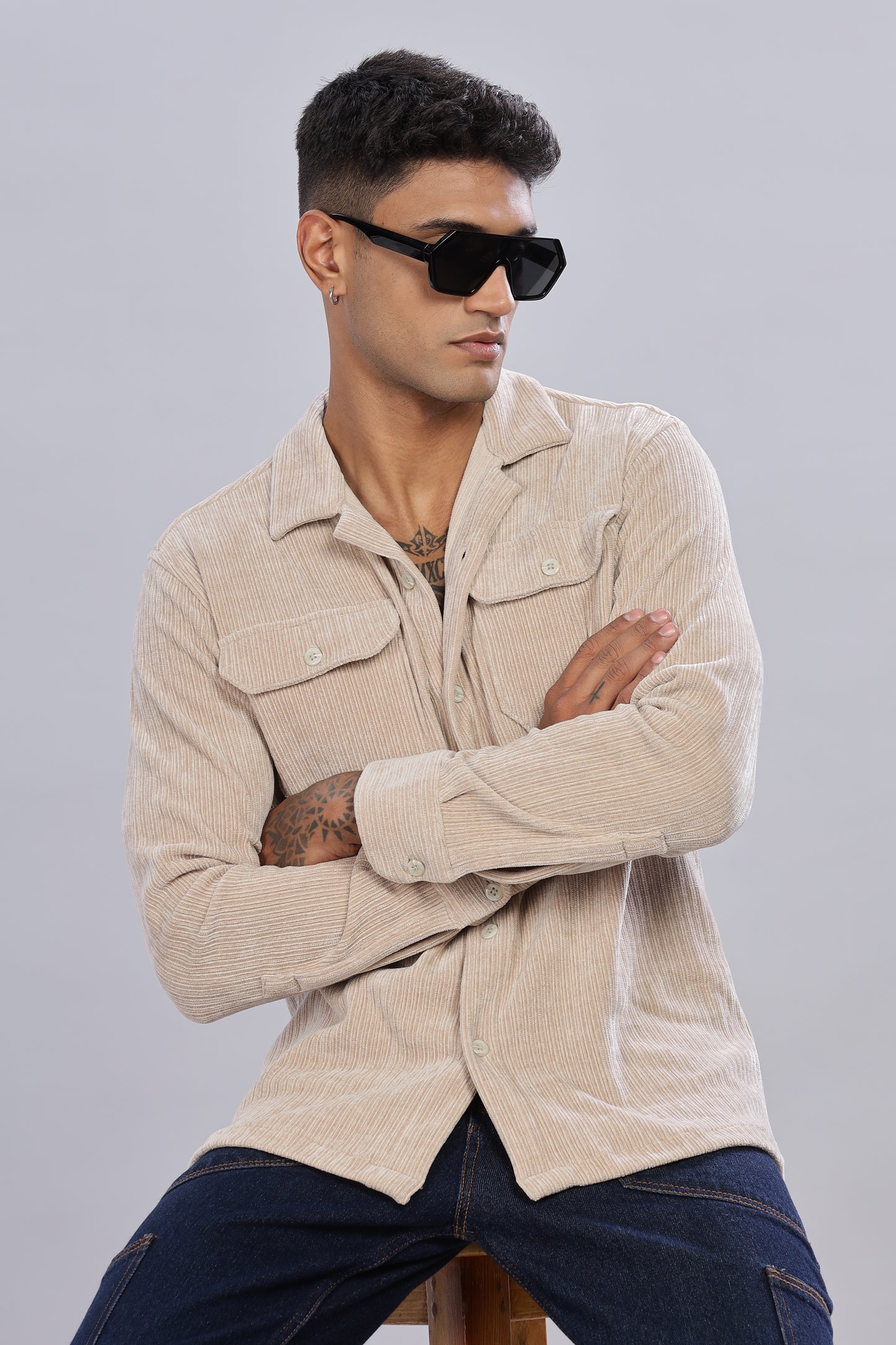 Cream Corduroy Shacket
