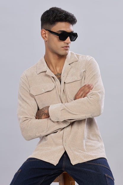 Cream Corduroy Shacket