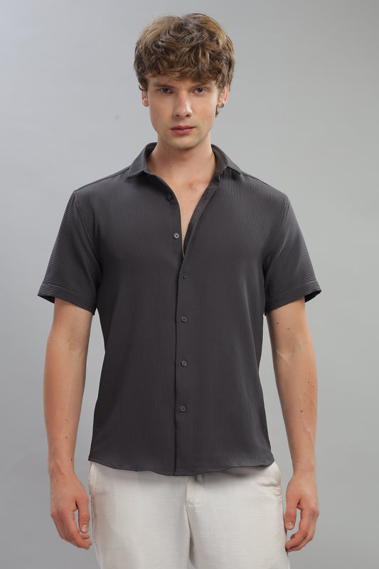 Oldlove Woven Strip Dark grey Shirt