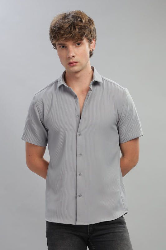 Oldlove Woven Strip Silver Shirt