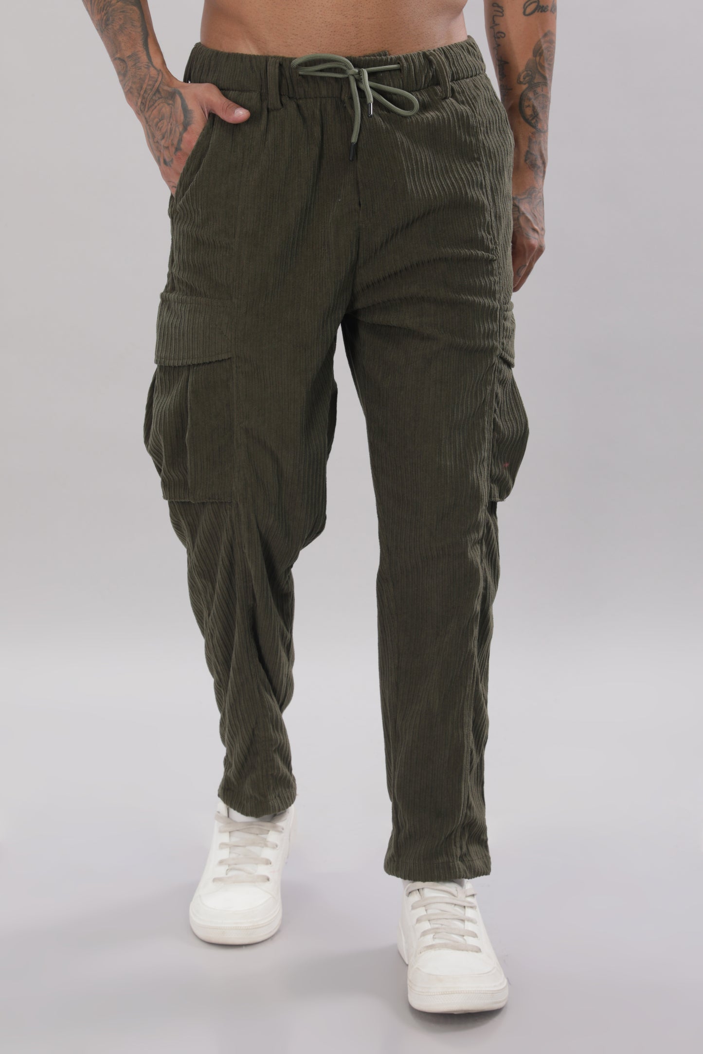 Pine Green Corduroy Cargo Pants