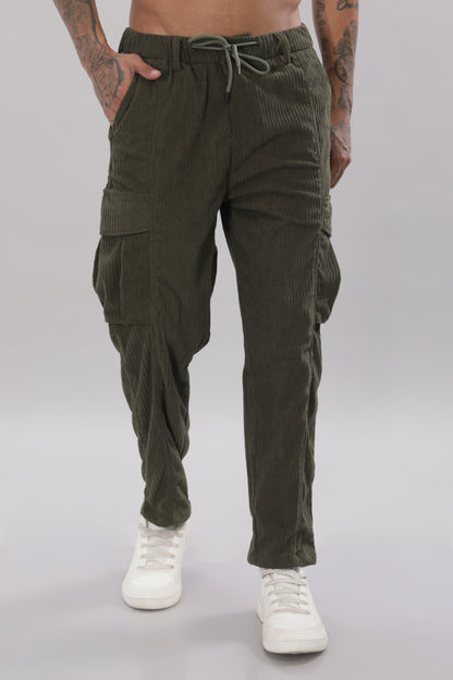 Pine Green Corduroy Cargo Pants