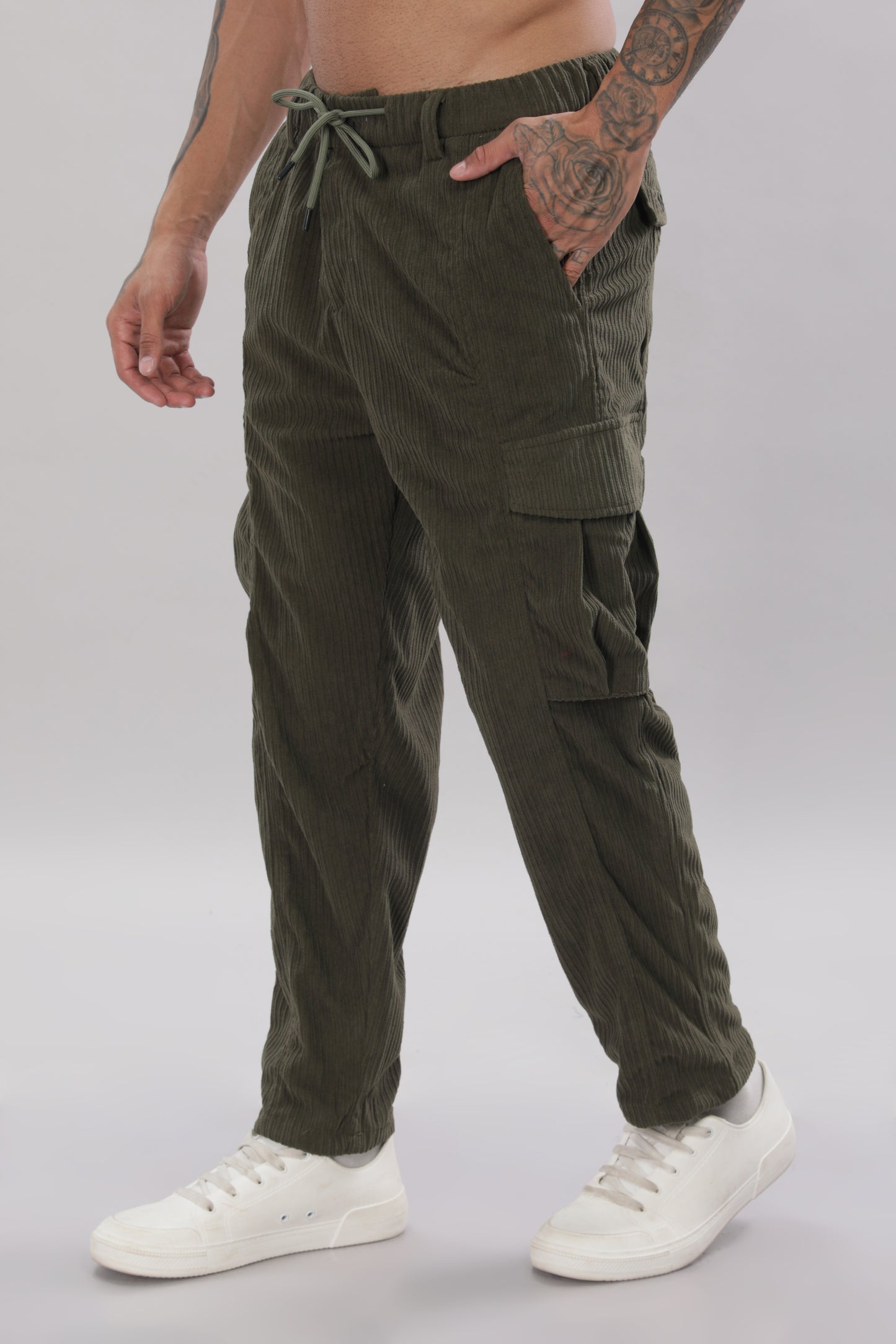 Pine Green Corduroy Cargo Pants