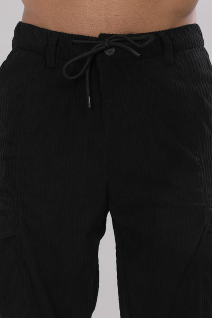 Black Corduroy Cargo Pants