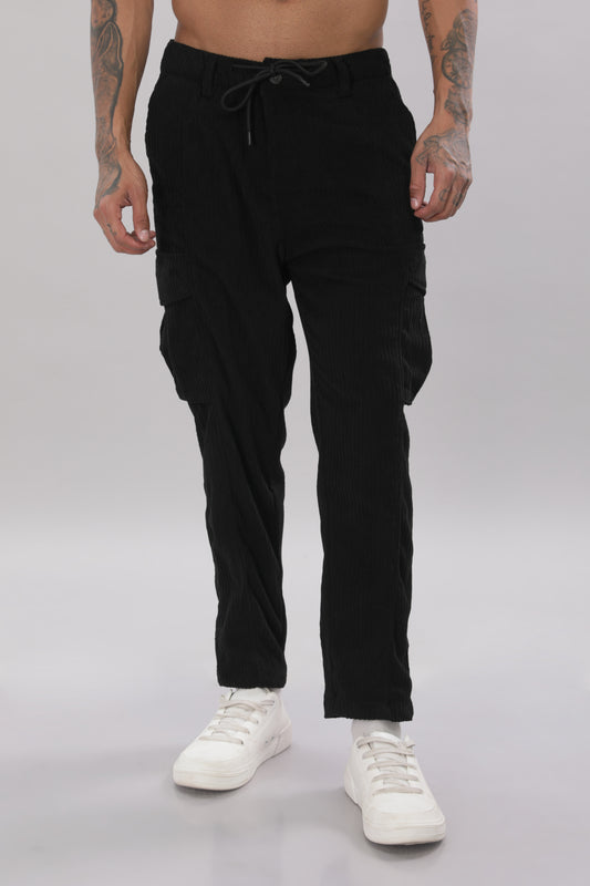 Black Corduroy Cargo Pants