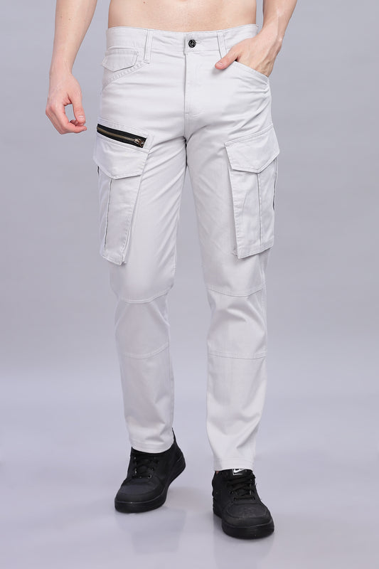 White Korean zipper adventure pants