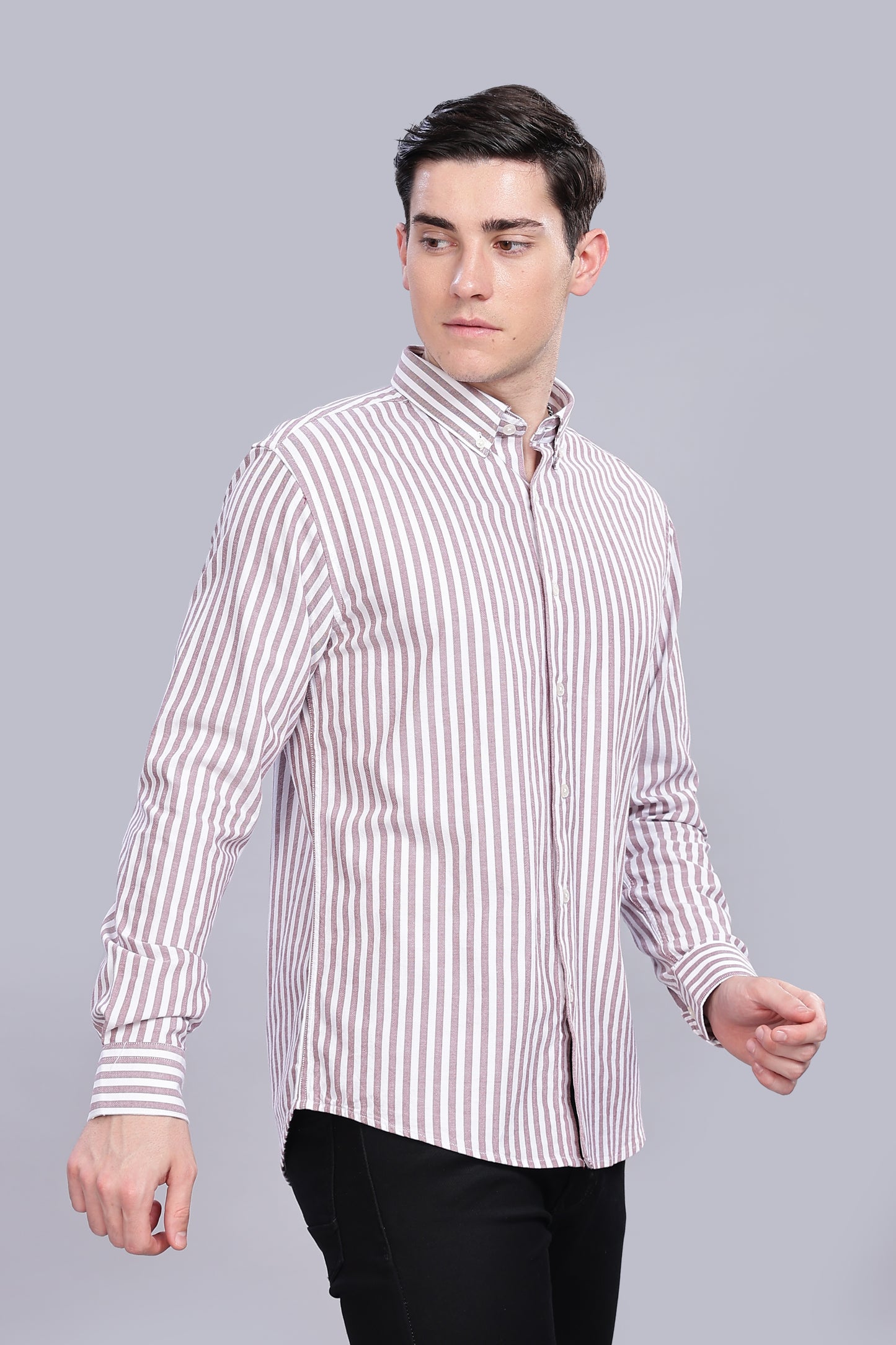 Oldlove Maroon Twill Stripe Shirt