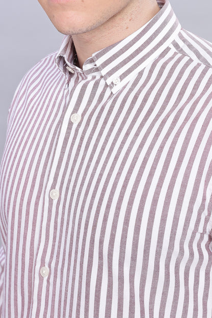 Oldlove Maroon Twill Stripe Shirt