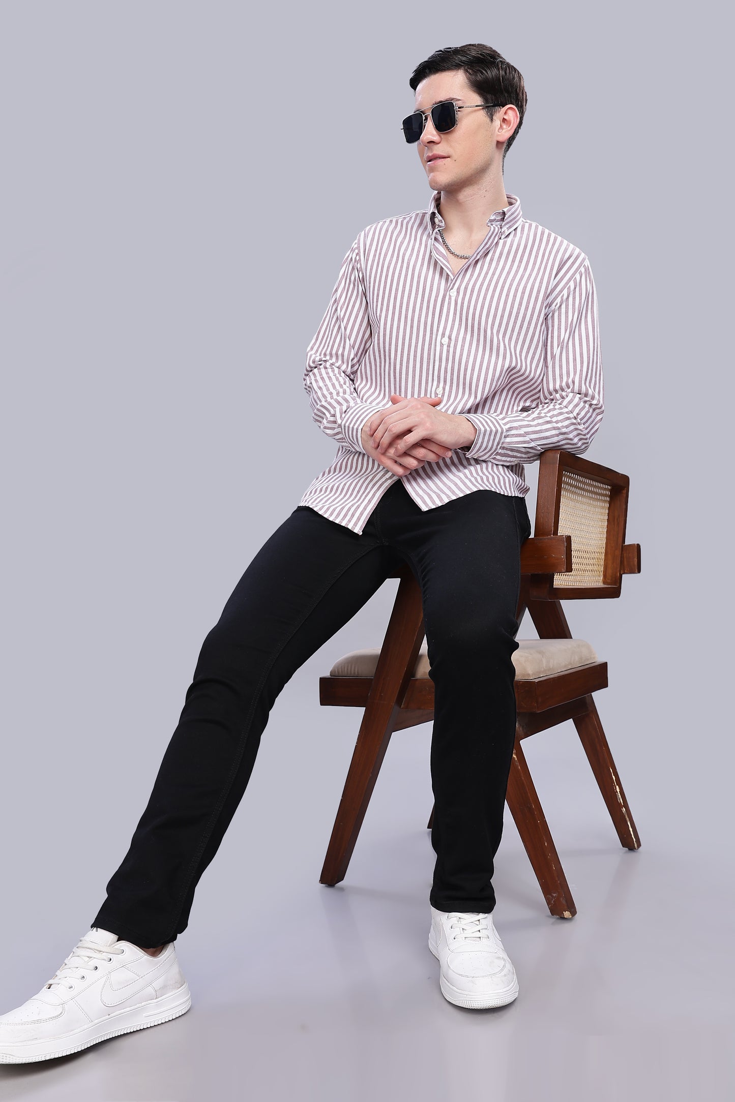 Oldlove Maroon Twill Stripe Shirt