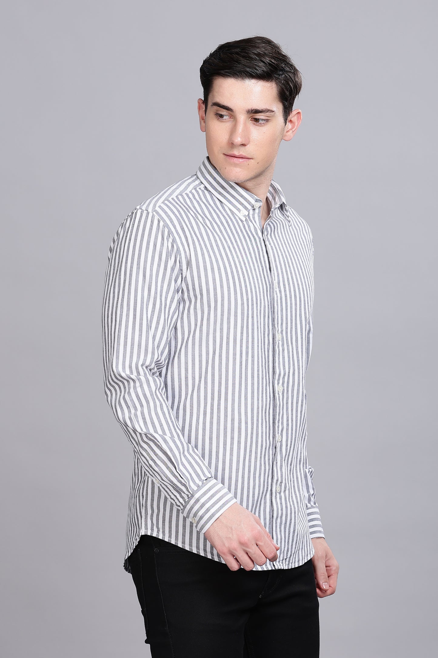 Oldlove Grey Twill Stripe Shirt
