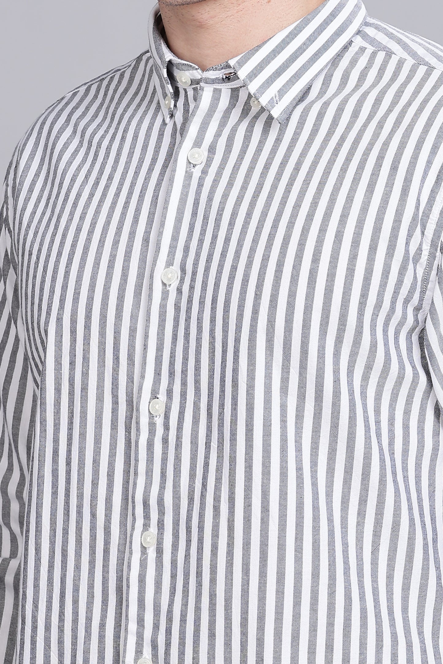 Oldlove Grey Twill Stripe Shirt