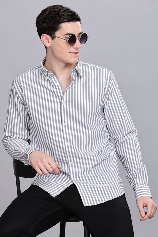 Oldlove Grey Twill Stripe Shirt