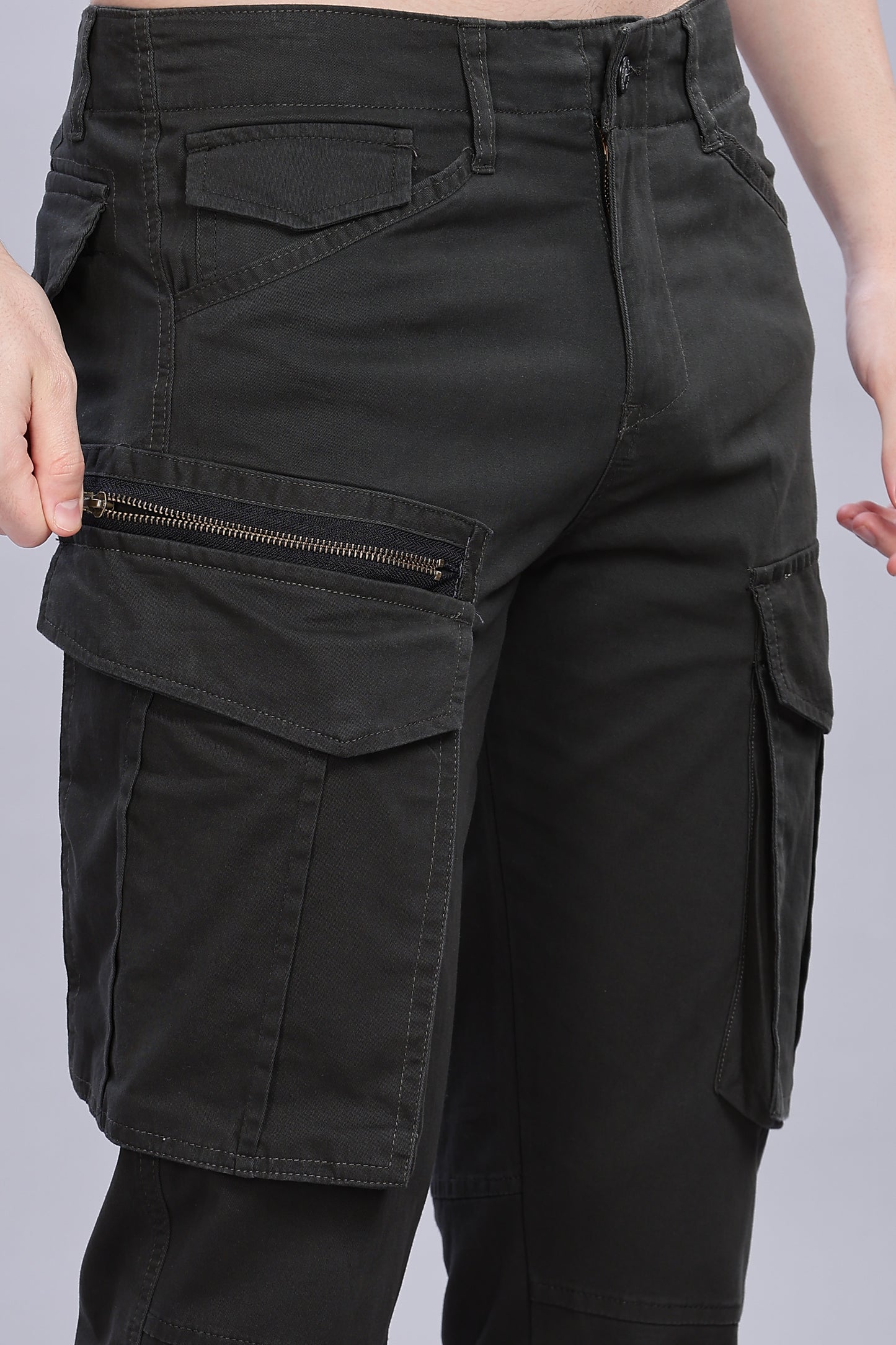 Army green Korean zipper adventure pants