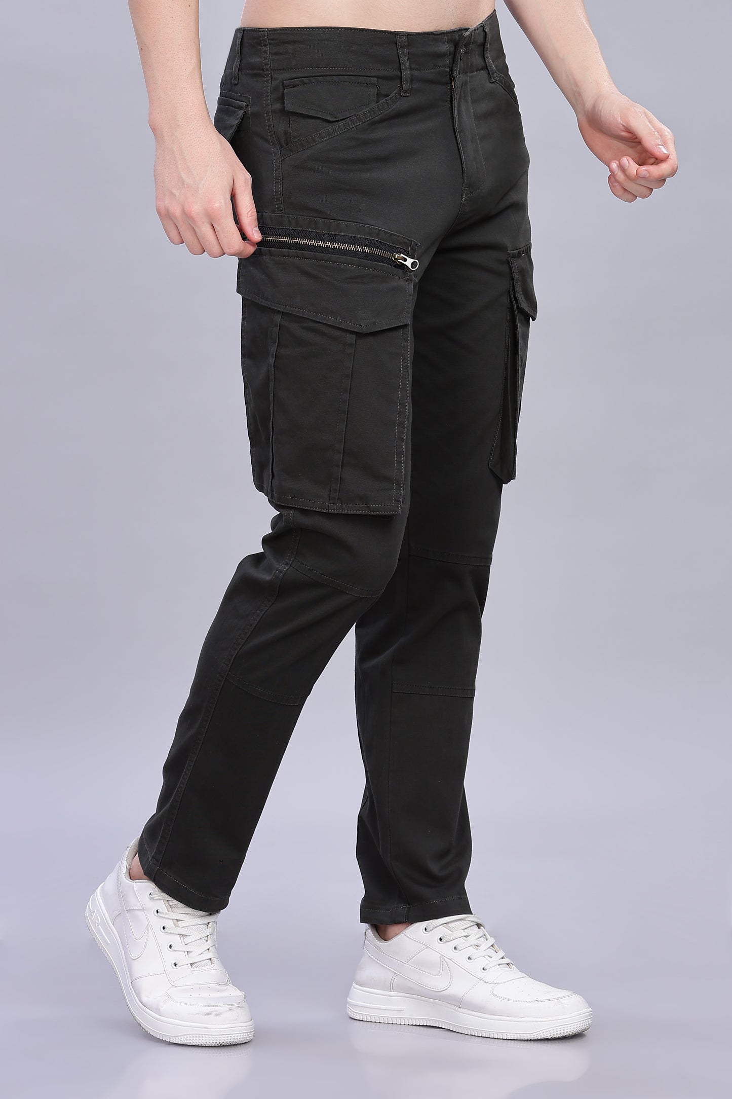 Army green Korean zipper adventure pants