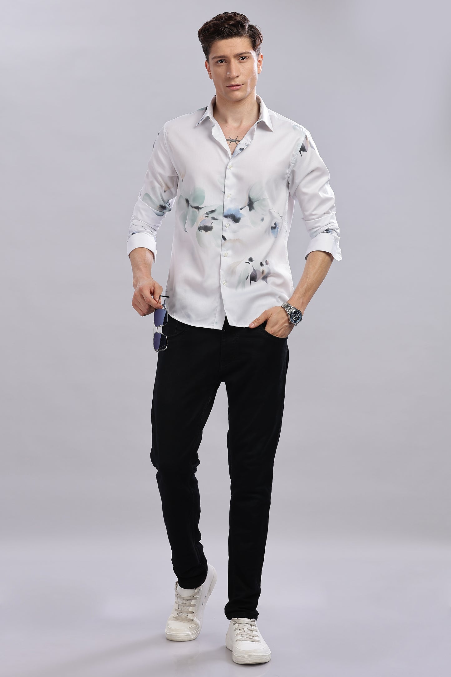 Flora Print Satin Shirt