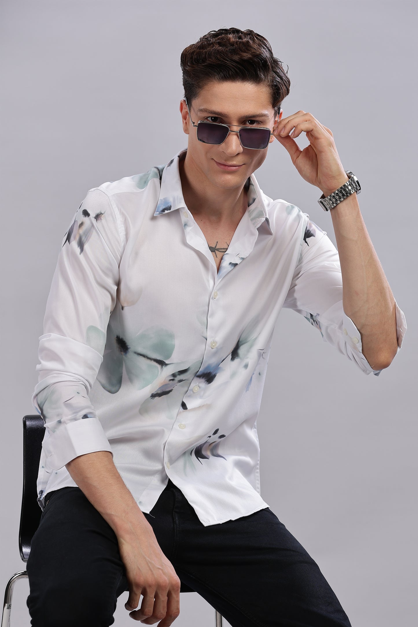 Flora Print Satin Shirt