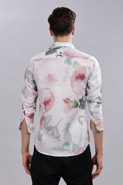 Pink  Floral Satin Shirt