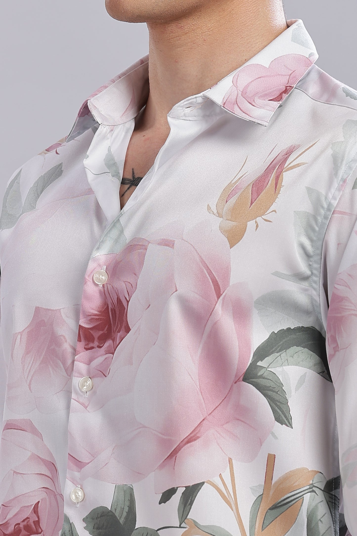 Pink  Floral Satin Shirt