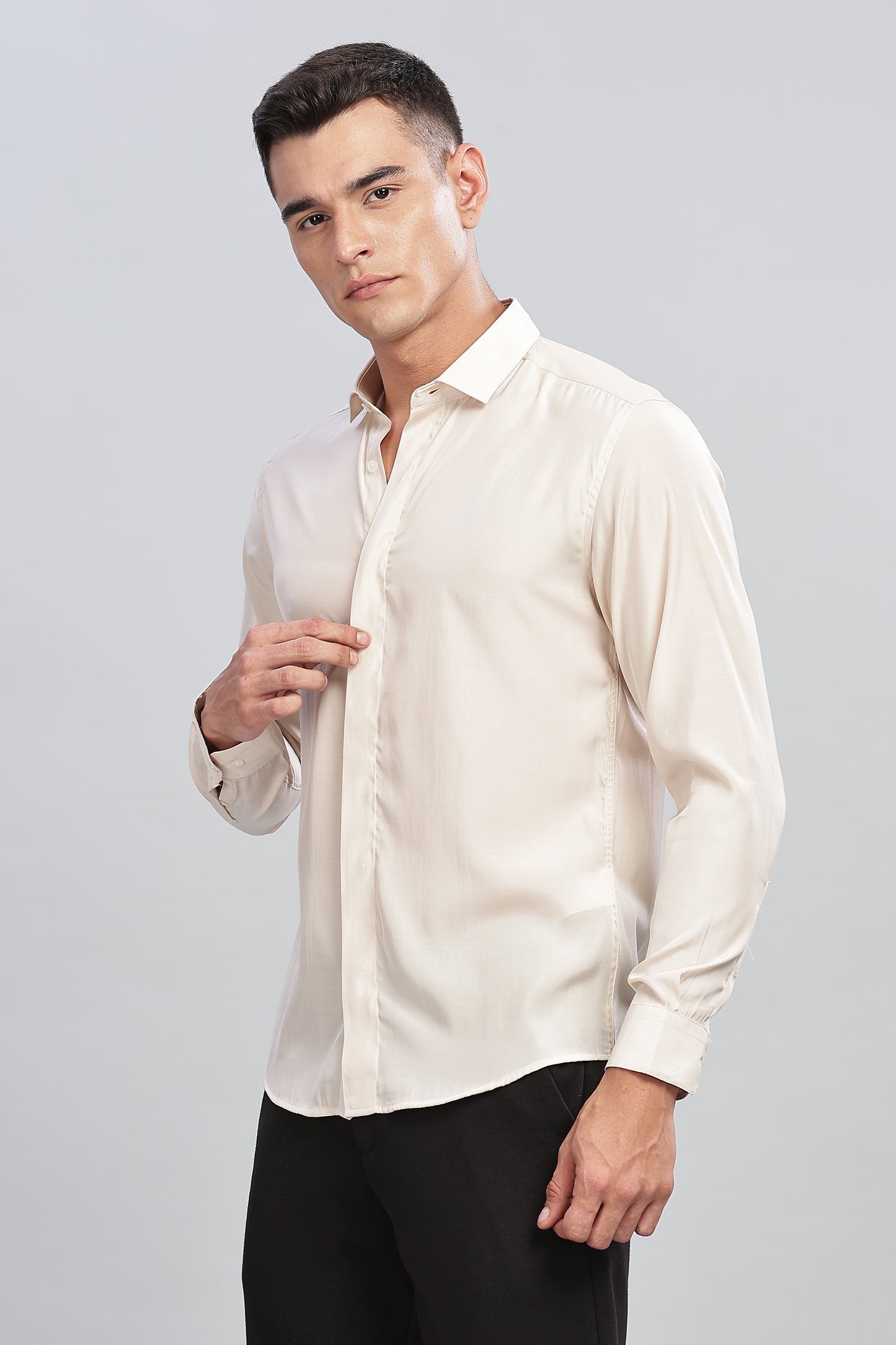 Oldlove Silky Ivory White Shirt