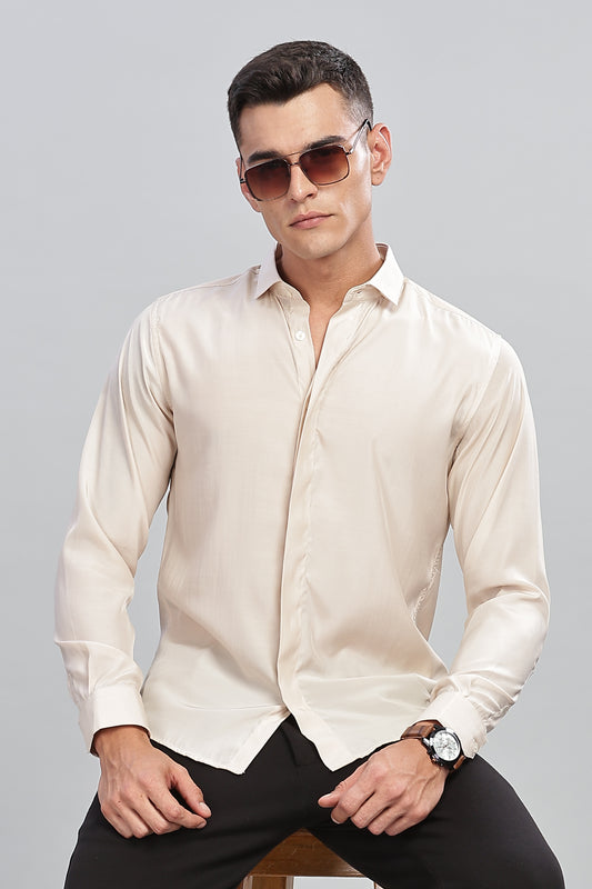 Oldlove Silky Ivory White Shirt