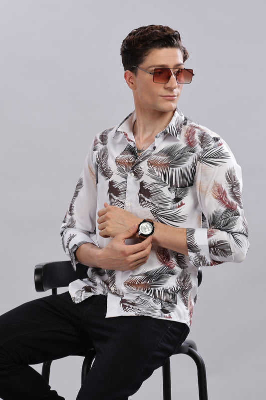 White Palm Satin Shirt