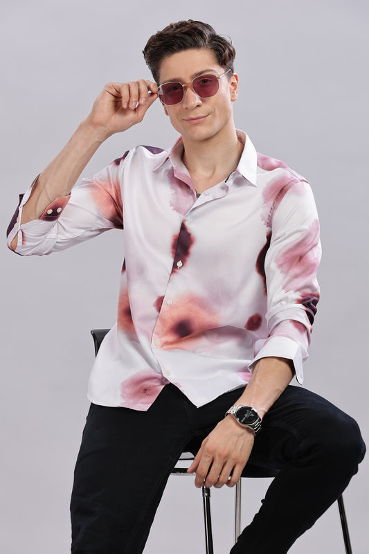 Wine Red Tie Dye  Print Shirt