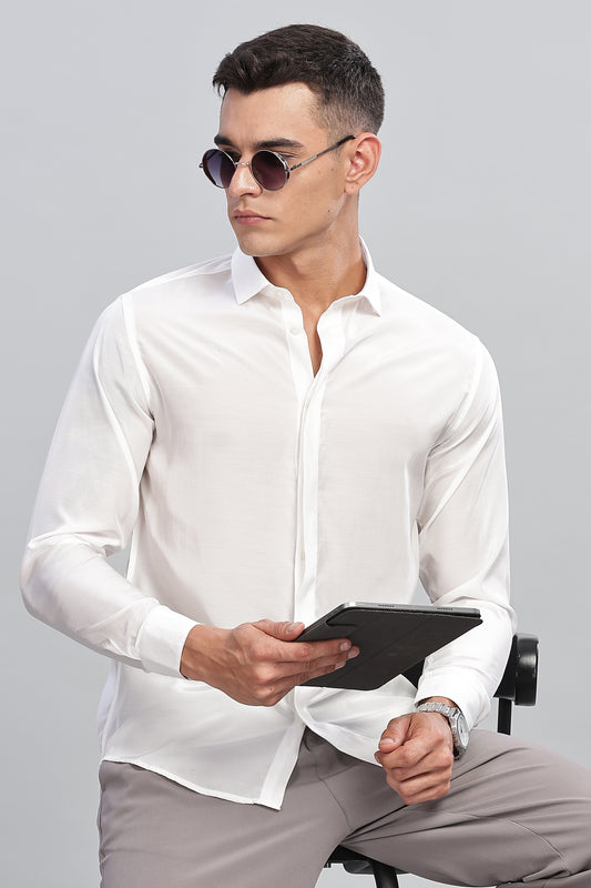 Oldlove Silky White Shirt