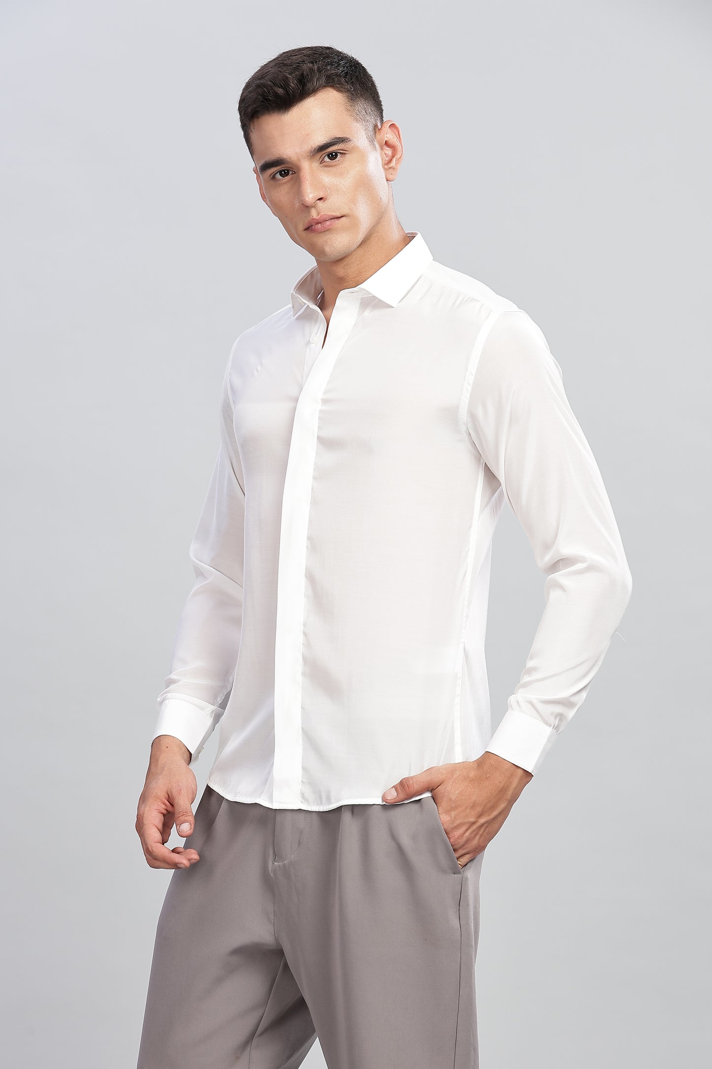 Oldlove Silky White Shirt