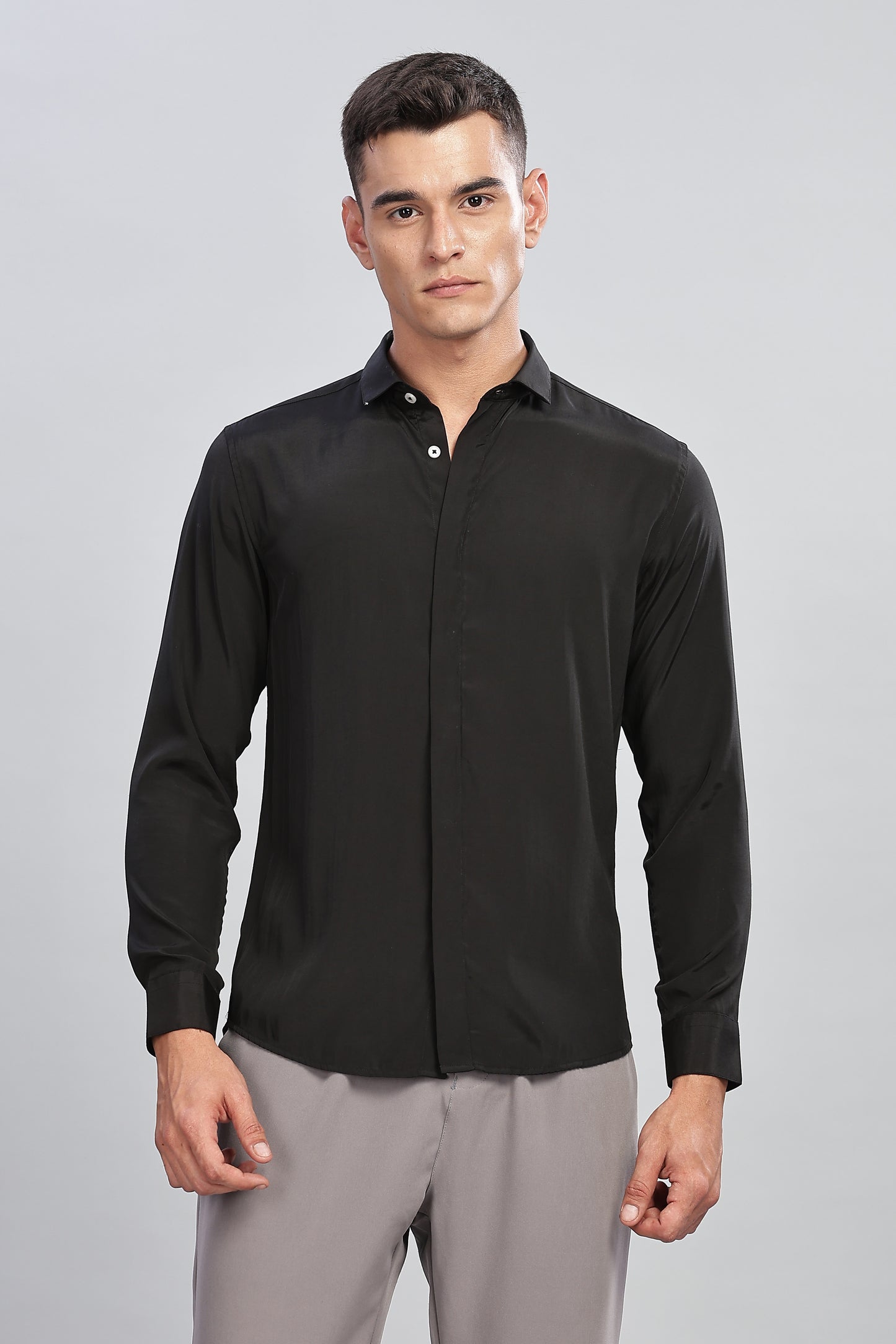 Oldlove Silky Black Shirt