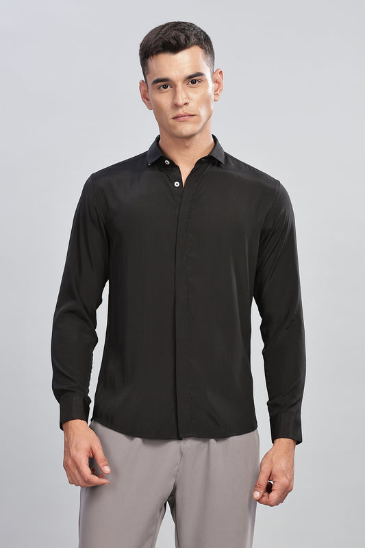 Oldlove Silky Black Shirt