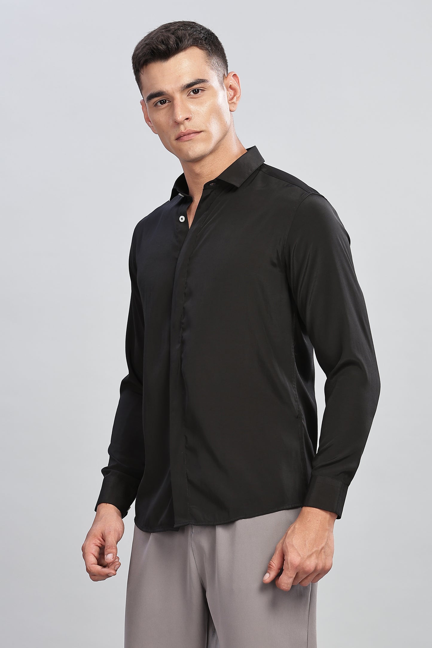 Oldlove Silky Black Shirt