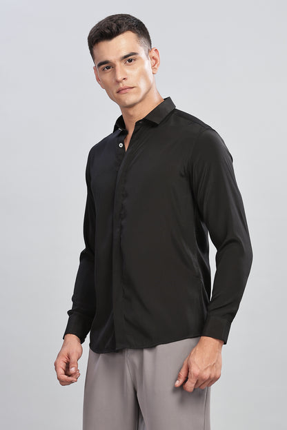 Oldlove Silky Black Shirt