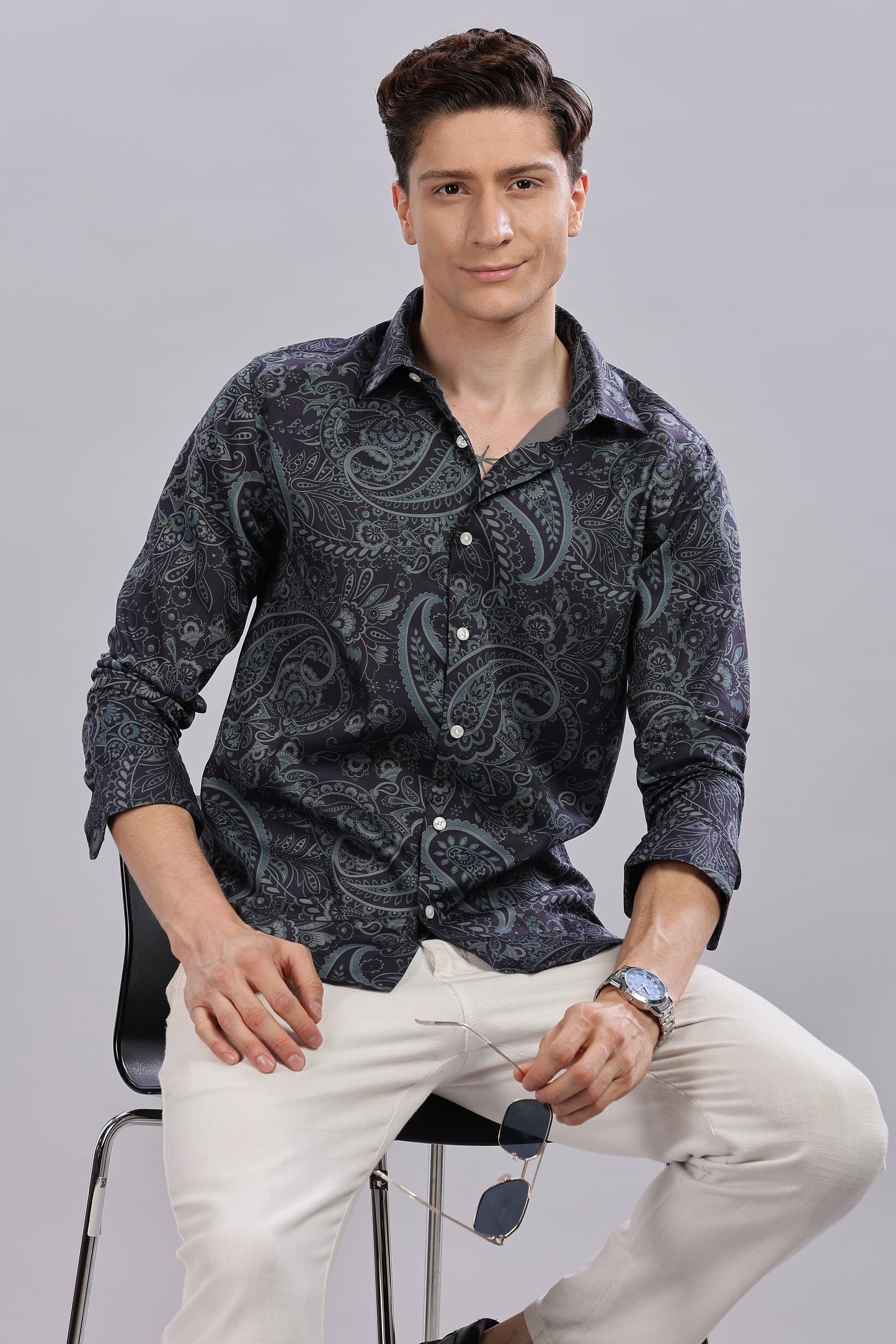 Paisley Print Satin Shirt