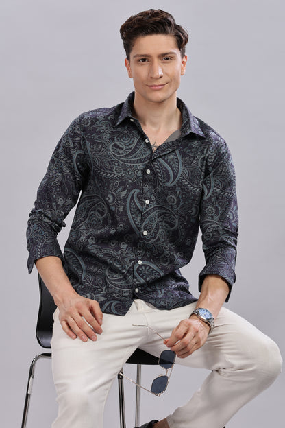 Paisley Print Satin Shirt