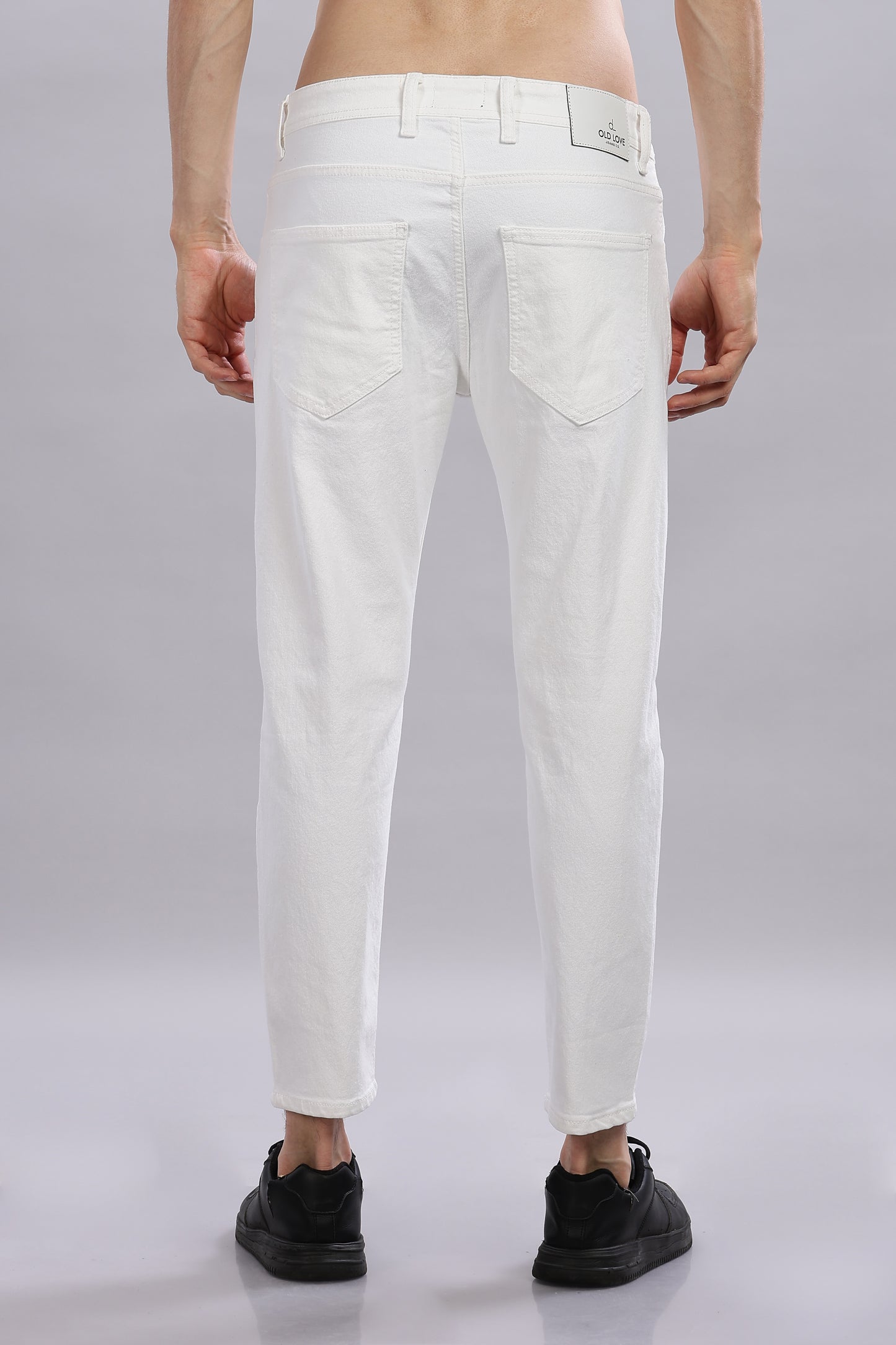 Oldlove White Ankel-Length Jeans