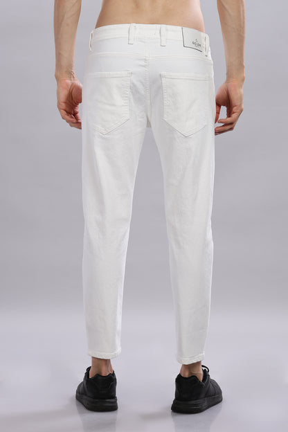 Oldlove White Ankel-Length Jeans