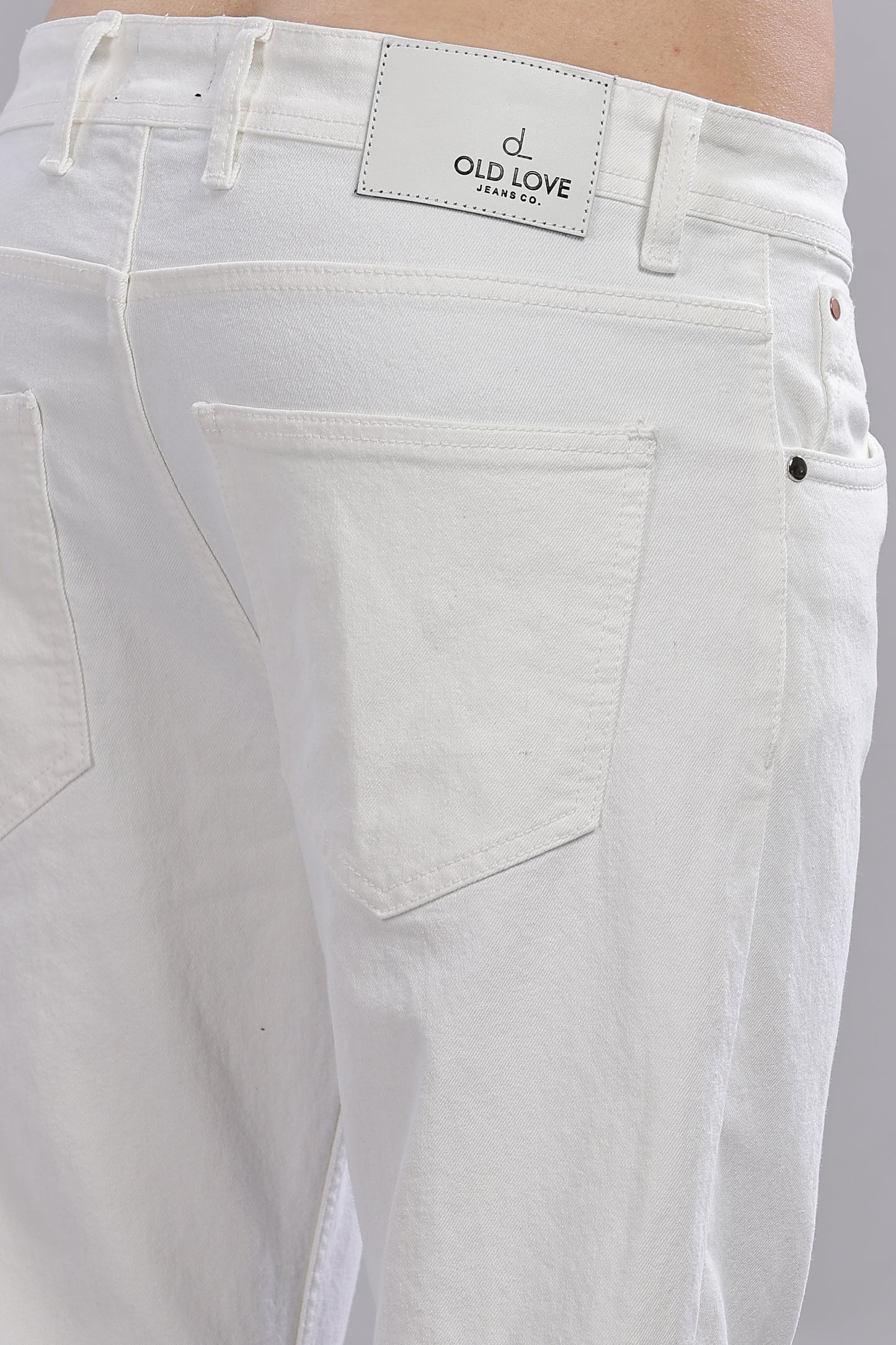 Oldlove White Ankel-Length Jeans