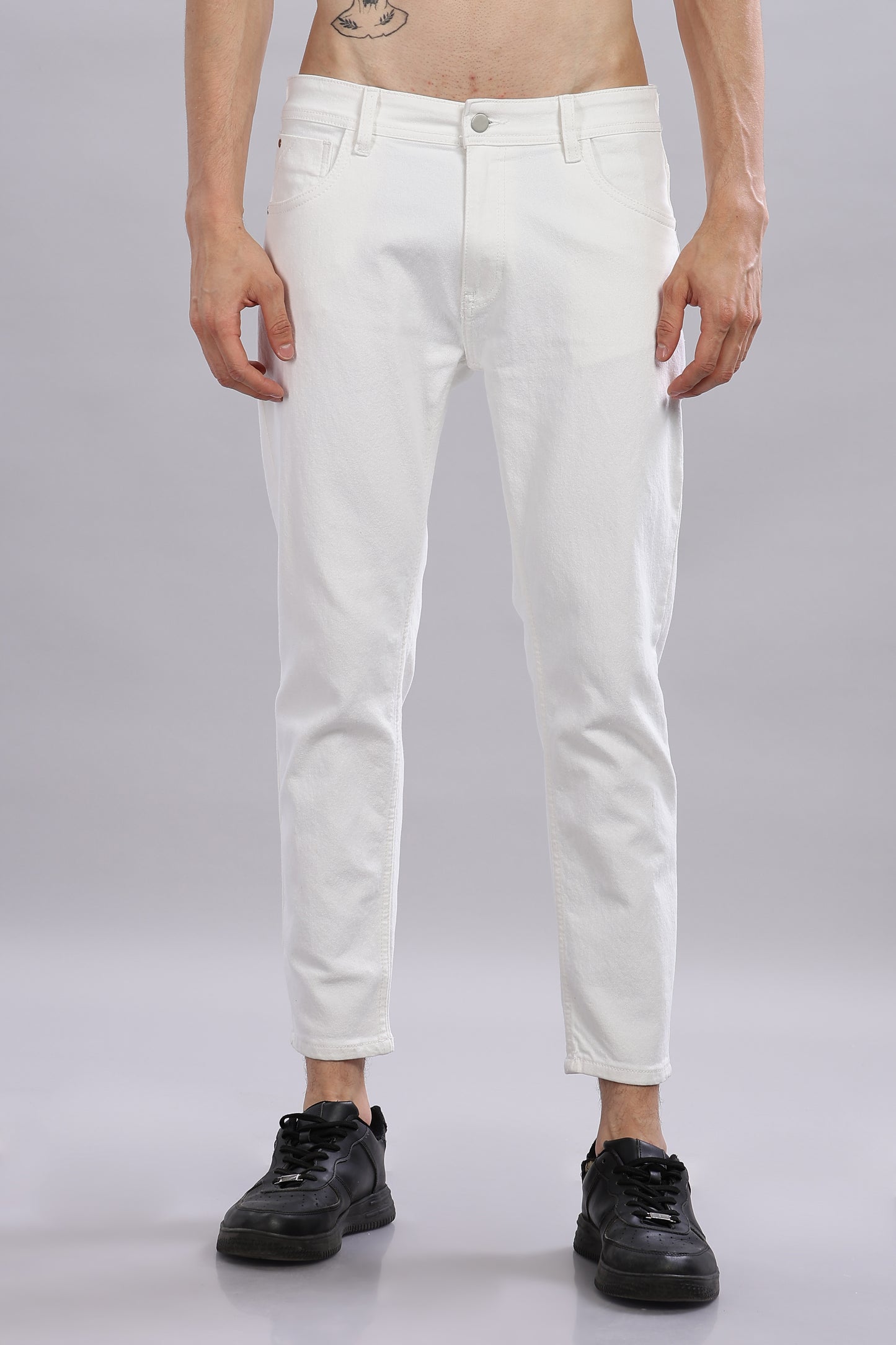 Oldlove White Ankel-Length Jeans