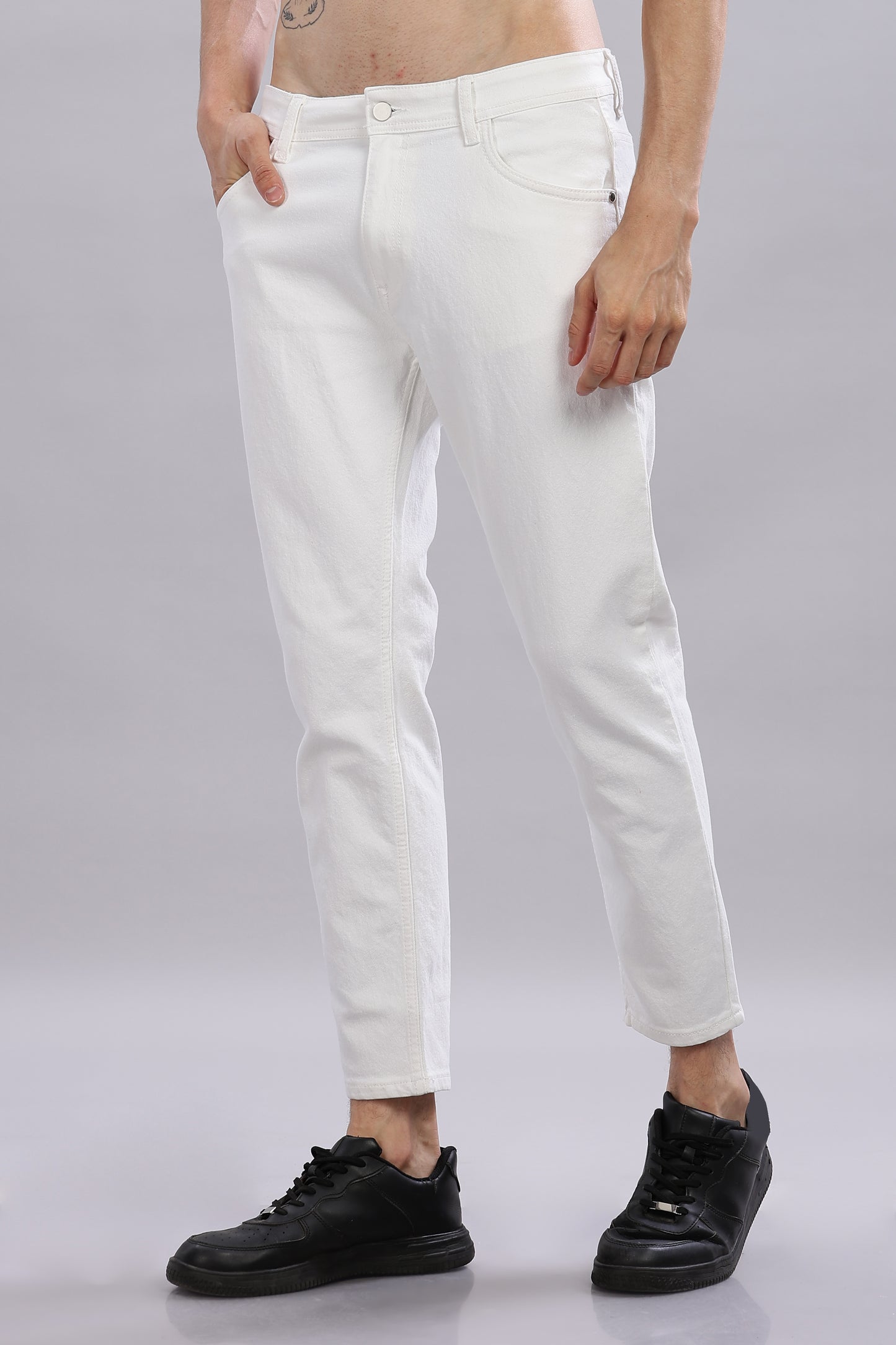 Oldlove White Ankel-Length Jeans