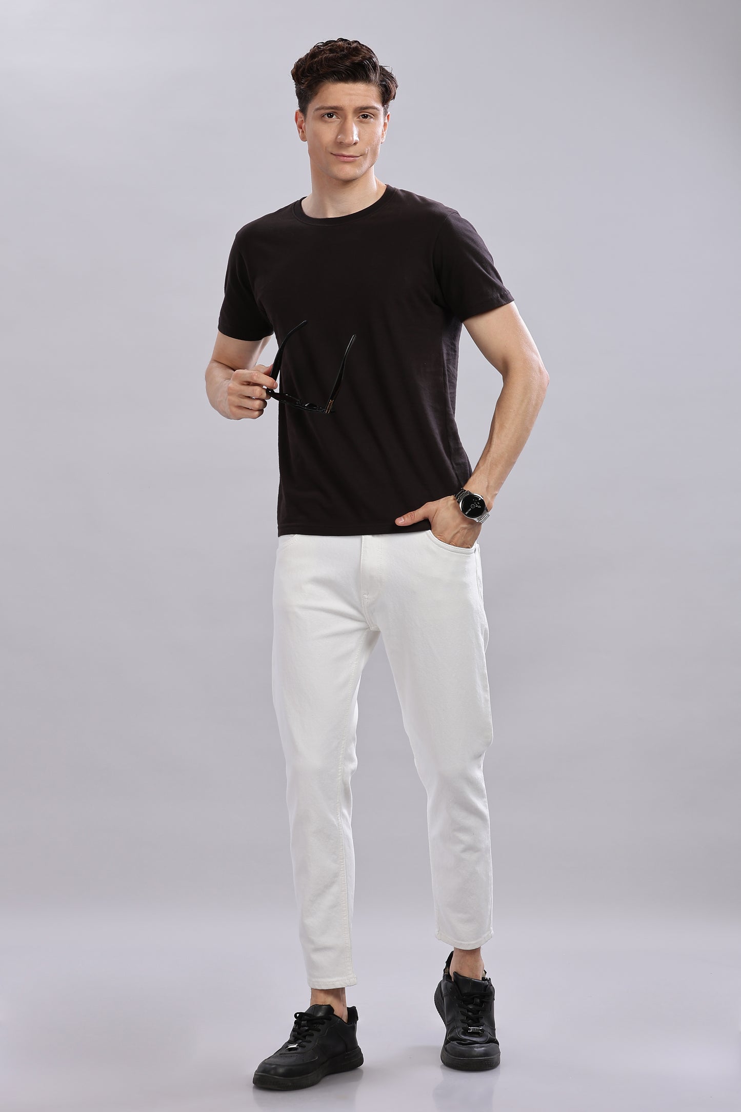 Oldlove White Ankel-Length Jeans