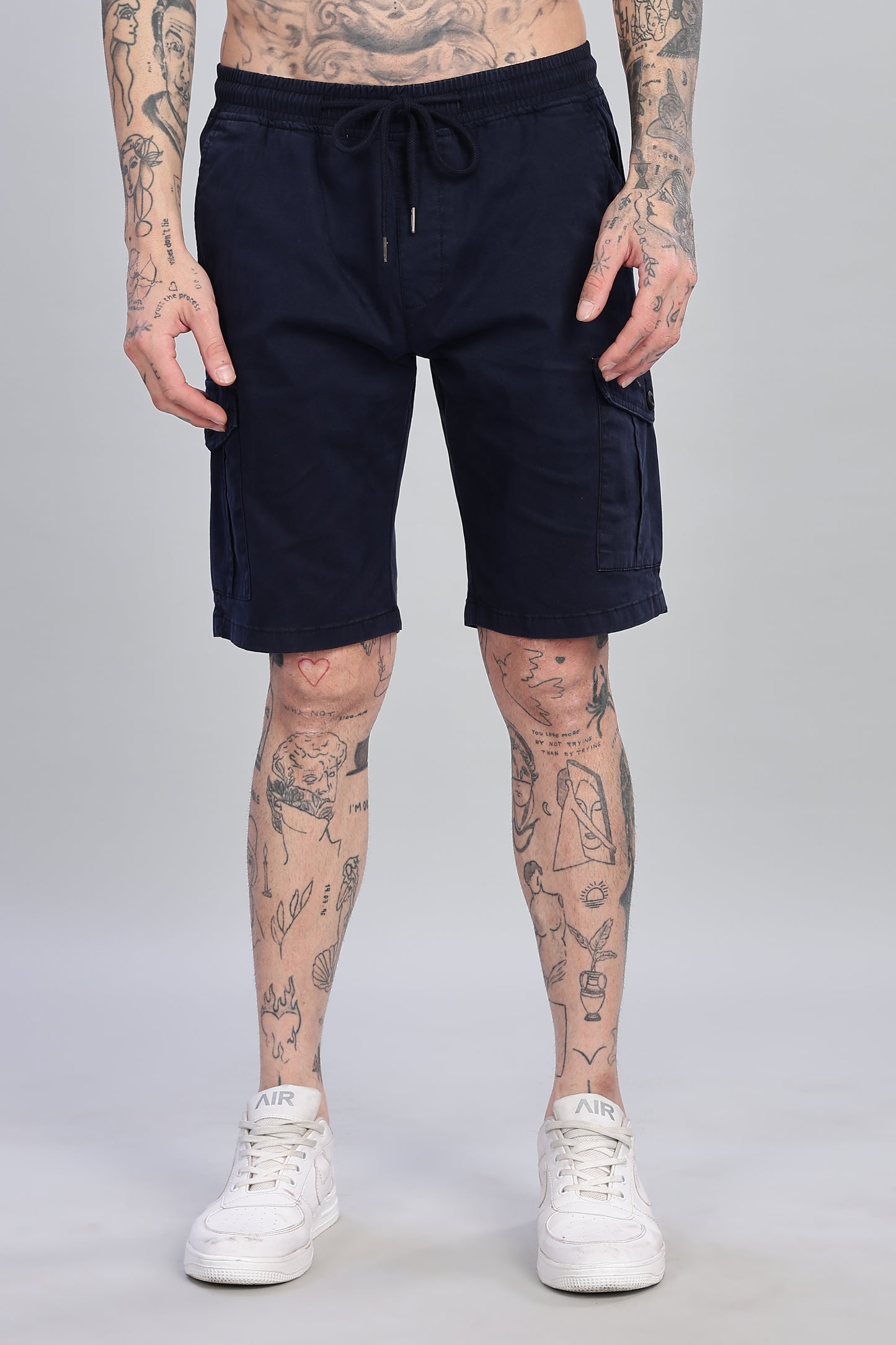 Oldlove Navy Blue Cargo Shorts