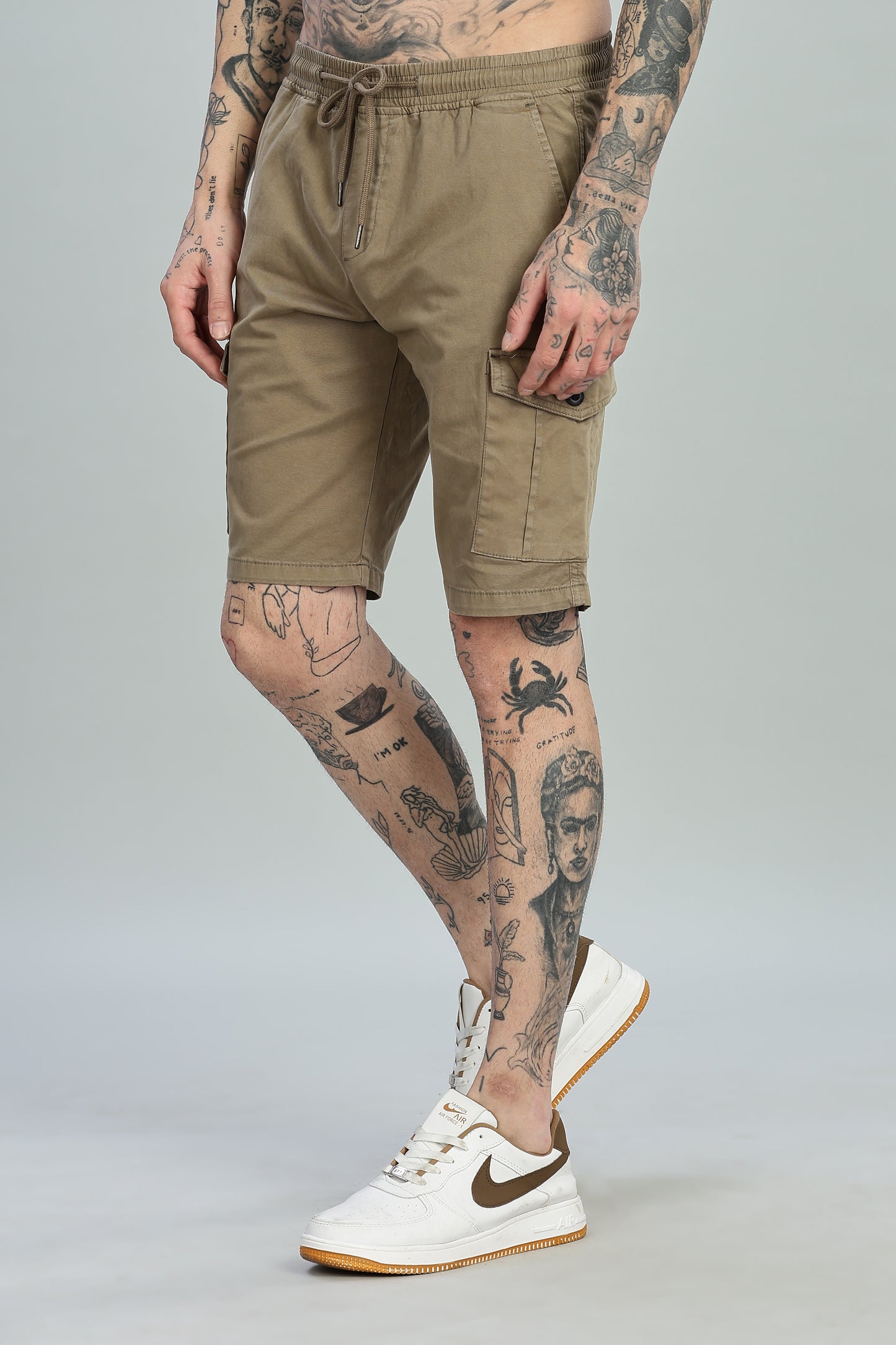 Oldlove Beige Cargo Shorts