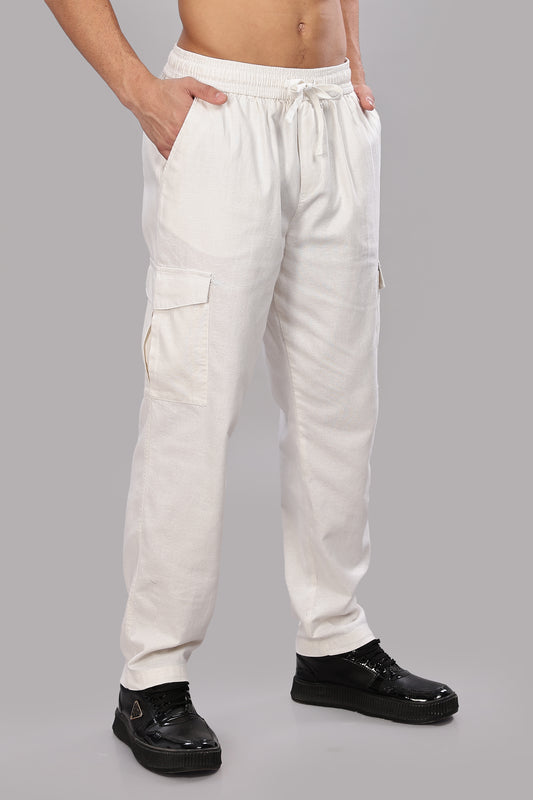 White Relaxed Fit Korean Trousers
