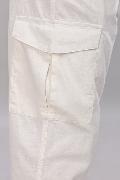 White Relaxed Fit Korean Trousers