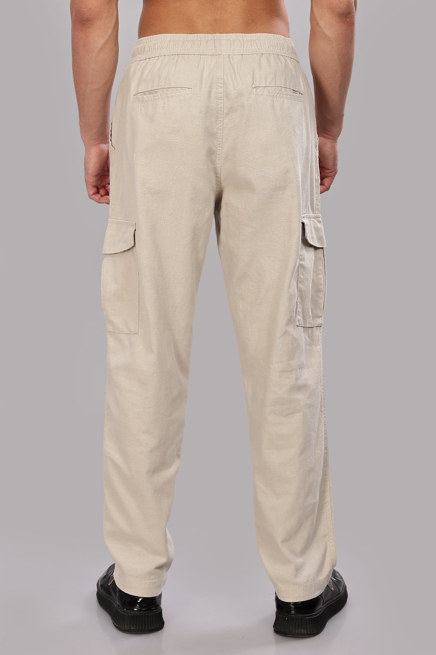 Beige Relaxed Fit Korean Trousers