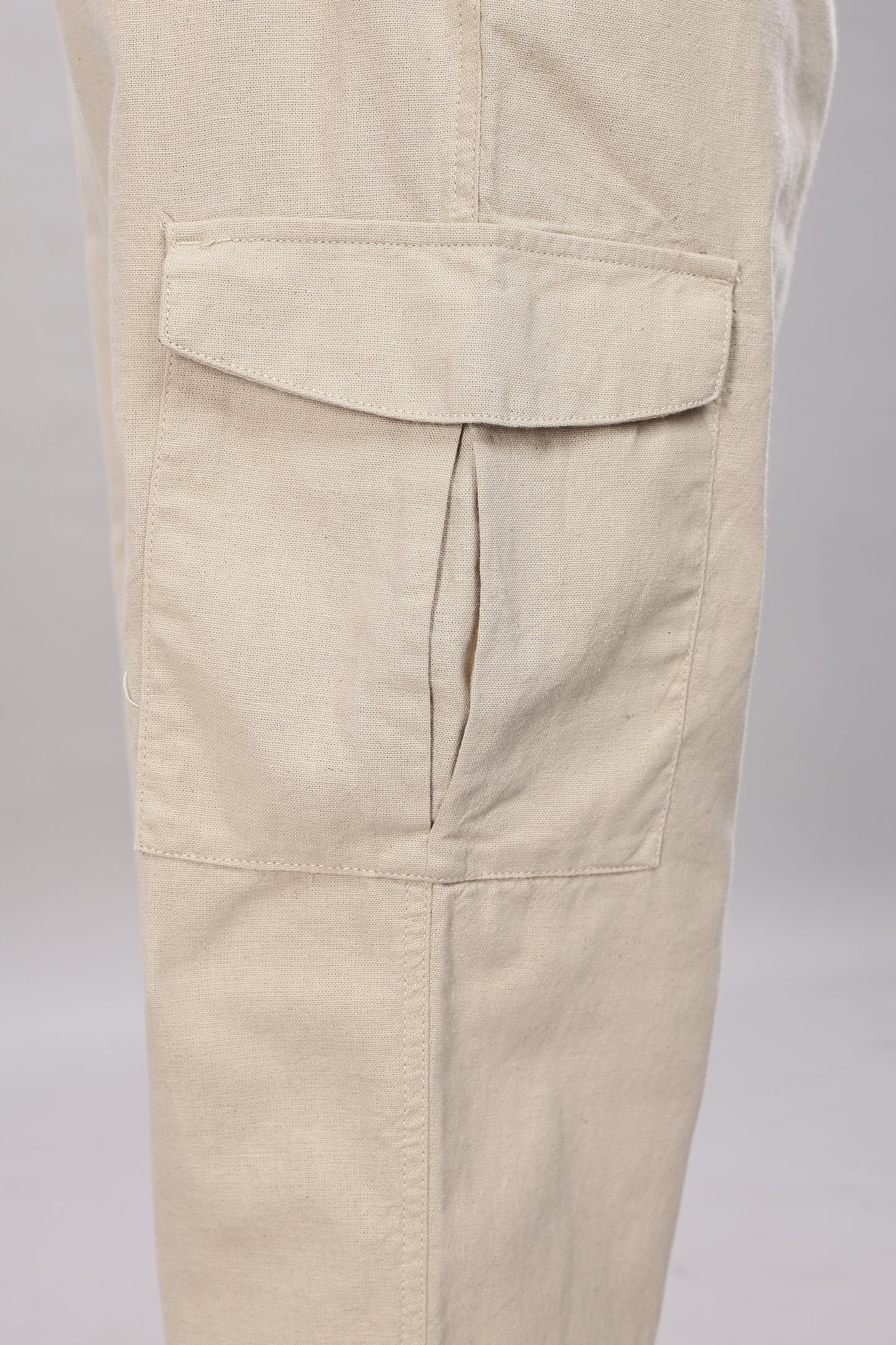 Beige Relaxed Fit Korean Trousers