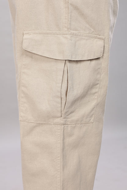 Beige Relaxed Fit Korean Trousers