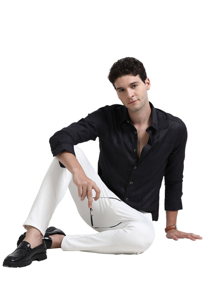 Premium Blue Self Check Shirt