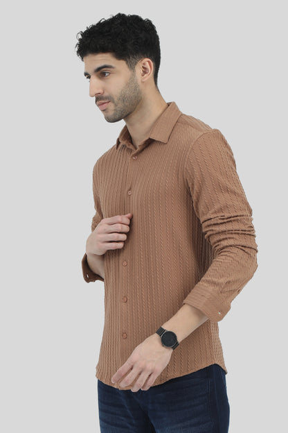 Oldlove Brown Textured Shirt